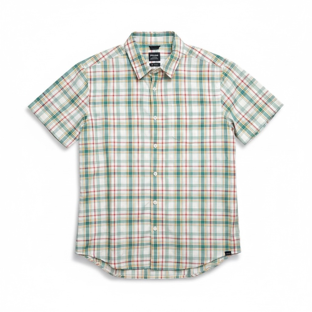 NWT‎ Prana Benton Shirt Short Sleeve Plaid Organic Cotton Spring Summer Classic